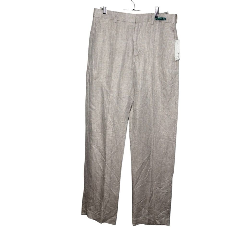NWT Cubavera linen blend men’s flat front pants tan 30 32 - Picture 4 of 9